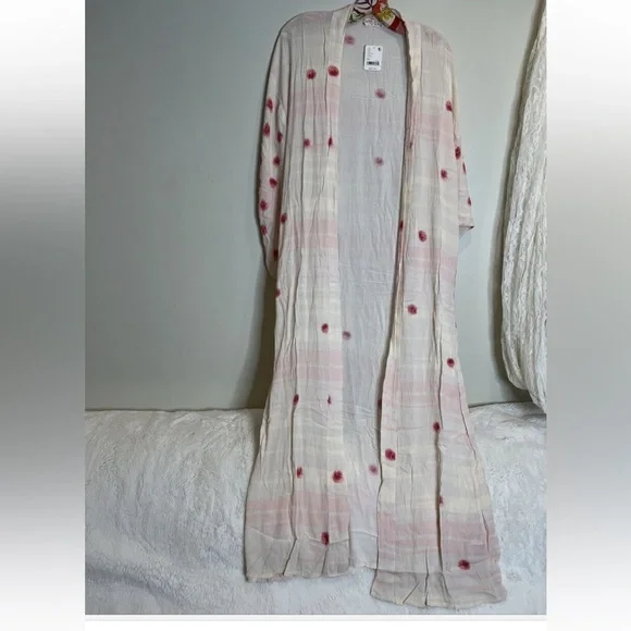 Free People Laurel Canyon Printed Rose Kimono Duster NWOT - Picture 3 of 5